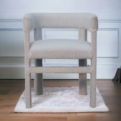The Range Solid Wood White Boucle Occasional Chair - White
