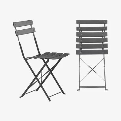 The Range Metal Folding Patio Bistro Chairs - Pack of 2 - Grey