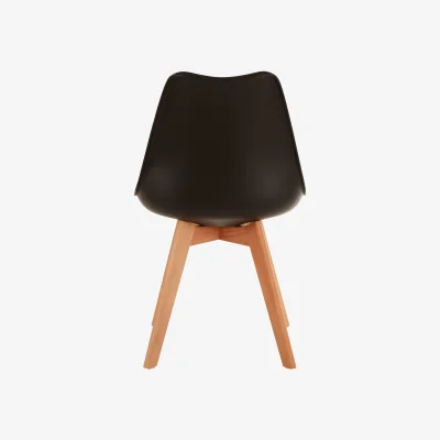 The Range Stockholm Black Chair with Cushion and Beech Wood Legs - Black