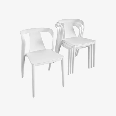 The Range Dorel Home Adrian Curved Back Chair IndOut White 4PK - White