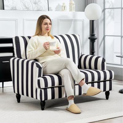 The Range HOMCOM Accent Chair with Stripe, Armchair for Living Room - Black