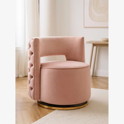 The Range Yasmeen Pink Velvet Swivel Chair - Pink