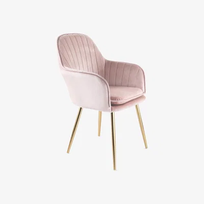 The Range Muse Velvet Accent Arm Tub Chair with Chrome Legs - Silver Pink