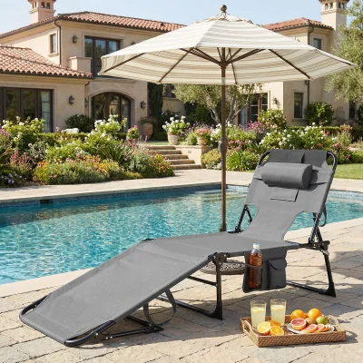 The Range Folding Chaise Lounge Beach Chair - Grey