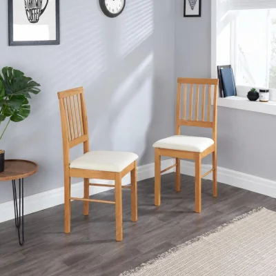 The Range Pair of Solid Wood chairs in Oak finish - Oak