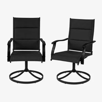 The Range Set of 2 Padded Patio Swivel Chairs - Black