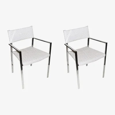 The Range Set Of Two White Raffia Chairs - White