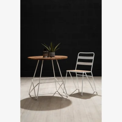 The Range District White Metal And Elm Wood Chair - White