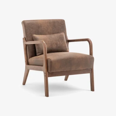 The Range Faux Leather Suede Brown Hertford Accent Chair - Brown