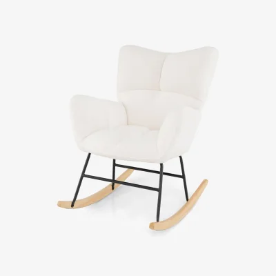 The Range Teddy Fleece Fabric Upholstered Glider Chair - White