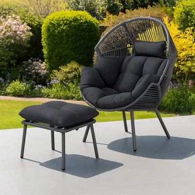 The Range Nestara Standing Egg Chair and Stool - Dark Grey