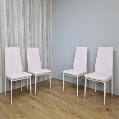 The Range Four White Faux Leather Padded Chairs With Tint Of Pink - White