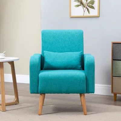 The Range Accent Chair, Linen-Touch Armchair, Upholstered Leisure Lounge Sofa - Teal