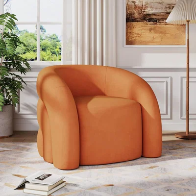 The Range Ergonomic Curved Back Upholstered Accent Chair - Orange