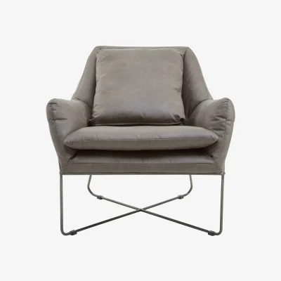 The Range Hugo Grey faux leather Chair - Grey