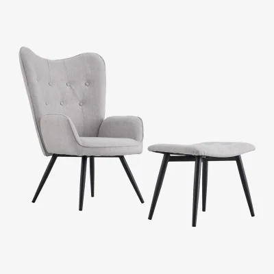 The Range DISPLAY Grey Linen TV Chair & Footstool