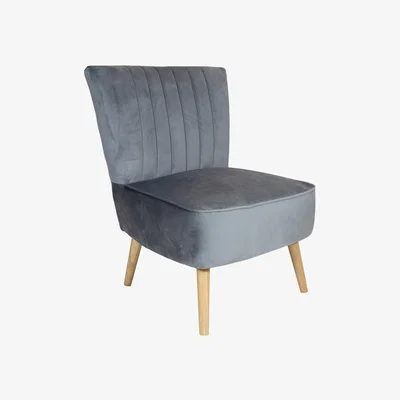The Range Velvet Cocktail Occasion Accent Chair Solid Wood Legs Grey - Grey