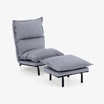 The Range Armless Accent Chair with Ottoman - Grey