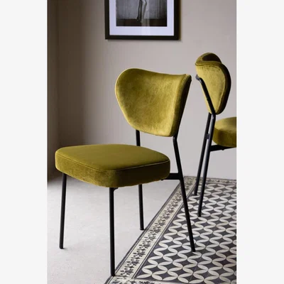 Rockett St George Set Of 2 Dining Chairs In Needlecord Velvet Green
