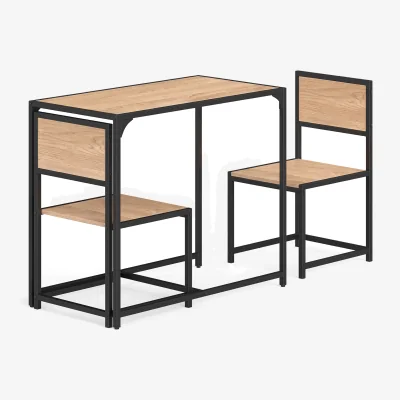 The Range Industrial Rectangular Kitchen Table with 2 Chairs - Natural