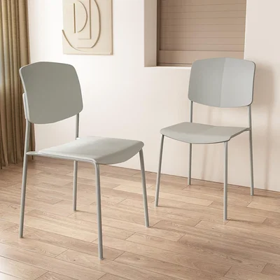 The Range Pair of Academy Kitchen Chairs, Plastic Seat And Back With Metal Legs - Grey
