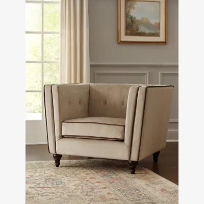 The Range Ferris Mink Velvet Chair - Brown