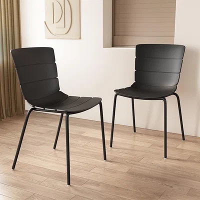The Range Pair of Bali Kitchen Chairs, Plastic Seat With metal Legs - Black