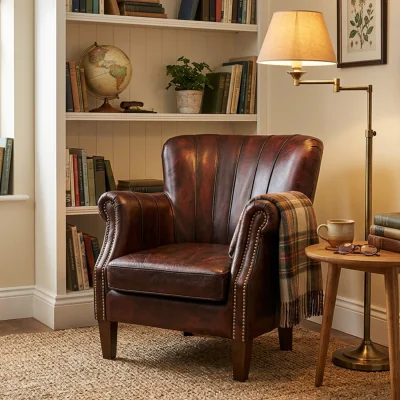The Range Lancaster leather chair antique red - Antique red leather