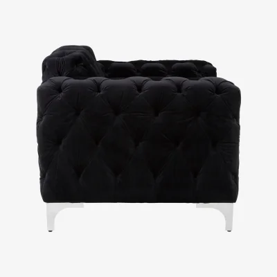 The Range Madina Black Velvet Modern Chesterfield Chair - Black
