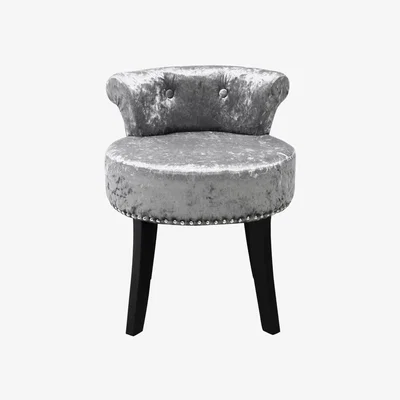 The Range HomeScape Dressing Table Stools Ice Velvet Upholstery Makeup Chair - Silver Grey