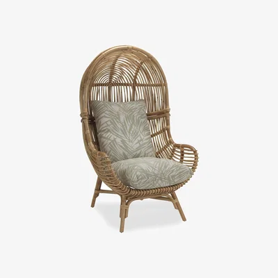The Range Loft Egg Indoor Rattan Chair - Tropical - Leafy Green