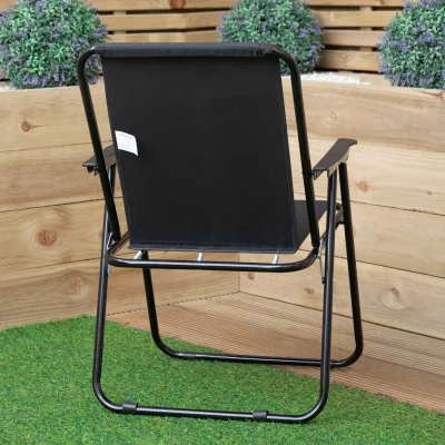The Range 2 Pack Black Lightweight Foldable Canvas Chair with Plastic Armrests Rests - Black