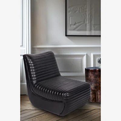 Rockett St George Traditional Charcoal Leather Occasional Chair