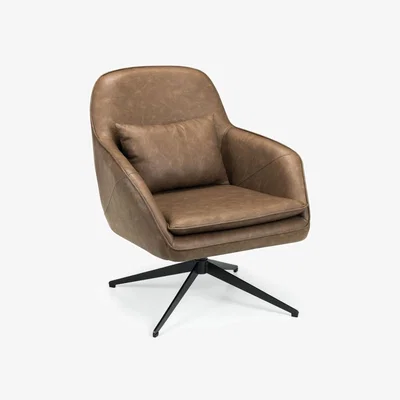 The Range Faux Leather Swivel Chair - Brown