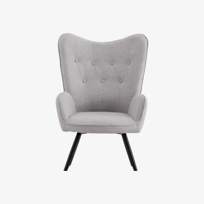 The Range Modern Velvet Accent Chair Armchair and Footstool - Linen Grey