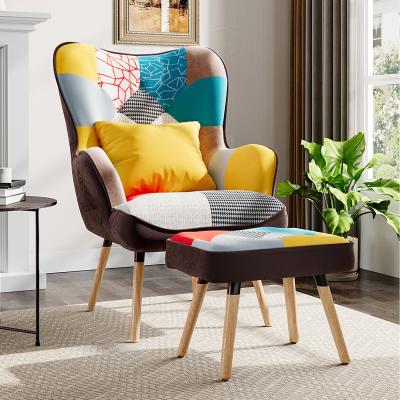 The Range Upholstered Chair with Footstool and Cushion Set - Multi-colour