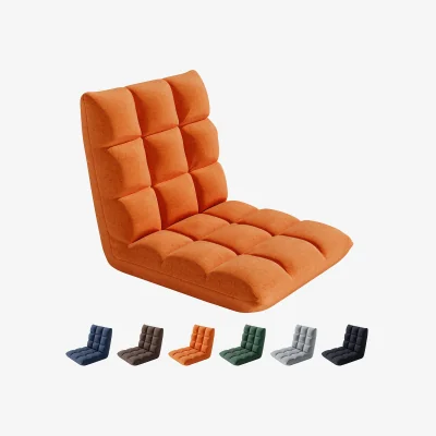 The Range MCC Direct Adjustable Floor Chair - 14-Position Folding Padded Recliner - Orange