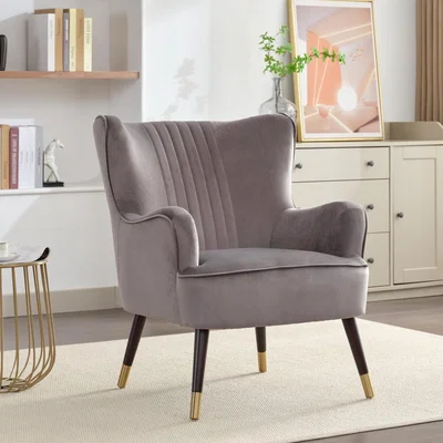 The Range Madison Velvet Fabric Accent Chair - Grey