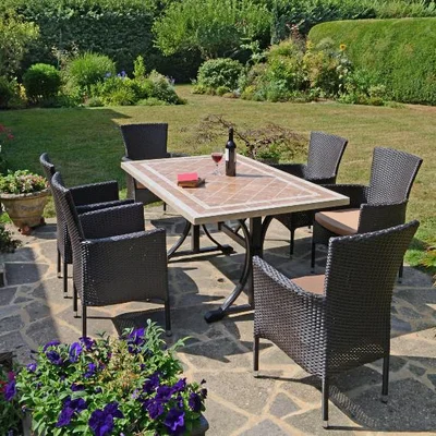 The Range Hampton Table with 6 Stockholm Chairs - Brown