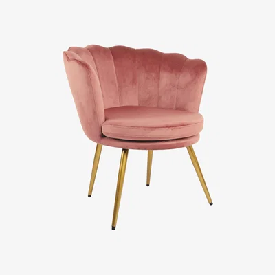 The Range Genesis Flora Accent Chair with Petal Back Scallop Armchair in Velvet - Dusty Pink