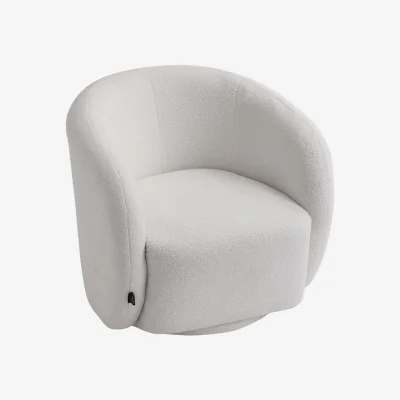 The Range Teddy Fleece Upholstered Swivel Chair - White
