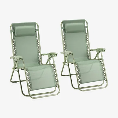 The Range Zero Gravity Sun Lounger Chairs Set of 2 - Green