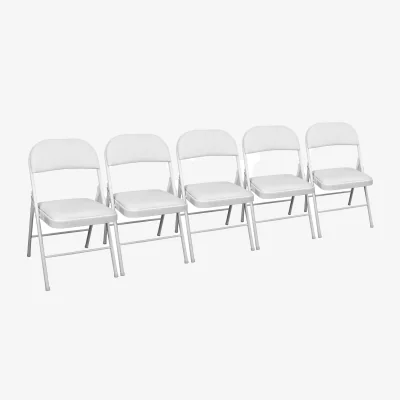 The Range TekBox White Folding Faux Leather Chairs - Set of 5 - White