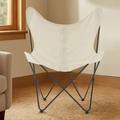 The Range Sienna White Faux Fur Butterfly Chair - White