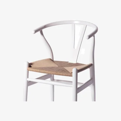 The Range Classic Danish White Wooden Wishbone Chair Natural Cord Seat Set Of 2 - White
