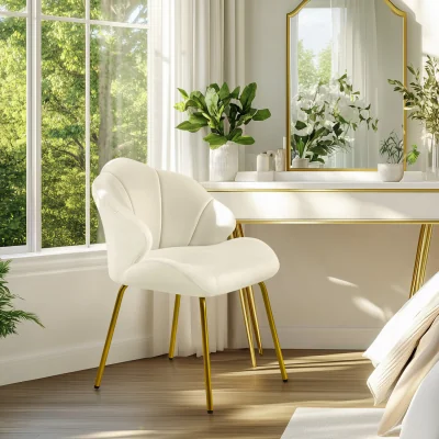 The Range Yaheetech Modern Accent Chair with Shell Shaped Backrest - Beige