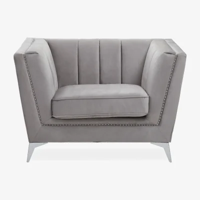 The Range Hansa Grey Velvet Chair - Grey
