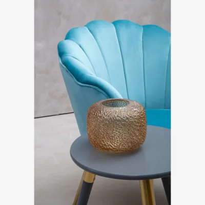 The Range Ovala Aqua Blue Velvet Scalloped Chair - Blue