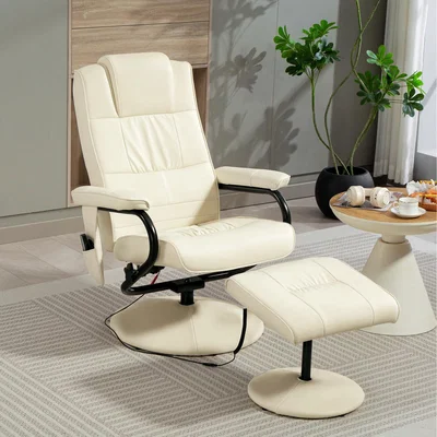 The Range HOMCOM 10 Point Massage Chair Swivel - Cream White