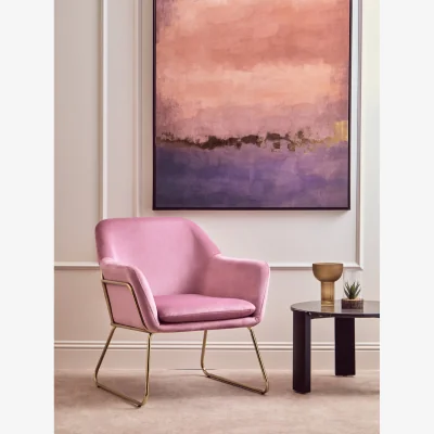 The Range Xander Pink Velvet Modern Accent Chair - Pink